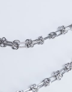Model wearing Nicky waterproof stainless steel twisted chain necklace in silver
