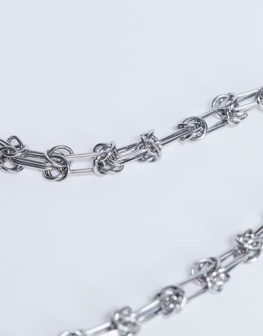 Topshop Nicky waterproof stainless steel twisted chain necklace in silver, 4 of 4