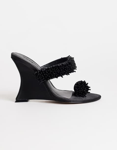 Topshop - Nico - Mules compensées à ornements - Noir - view 1