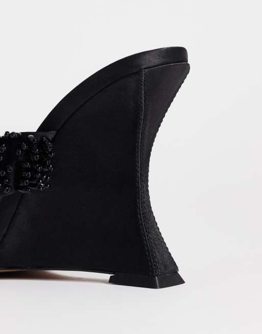 Topshop – Nico – Verzierte Mules in Schwarz mit Keilabsatz , 3 von 4