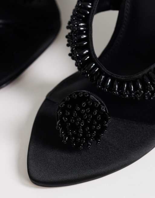 Topshop – Nico – Verzierte Mules in Schwarz mit Keilabsatz , 4 von 4