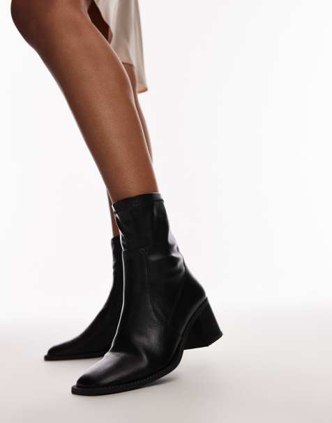 Topshop - Nicola - Sorte ankelstøvler med blokhæl - view 1