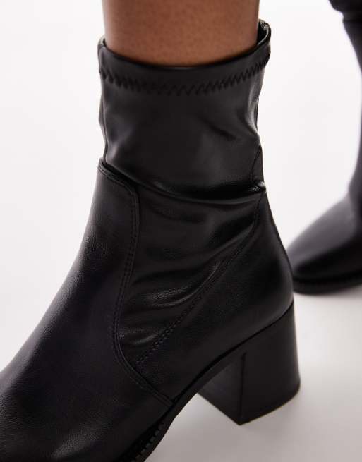 Topshop - Nicola - Stivaletti con tacco largo neri con pianta larga, 4 di 4