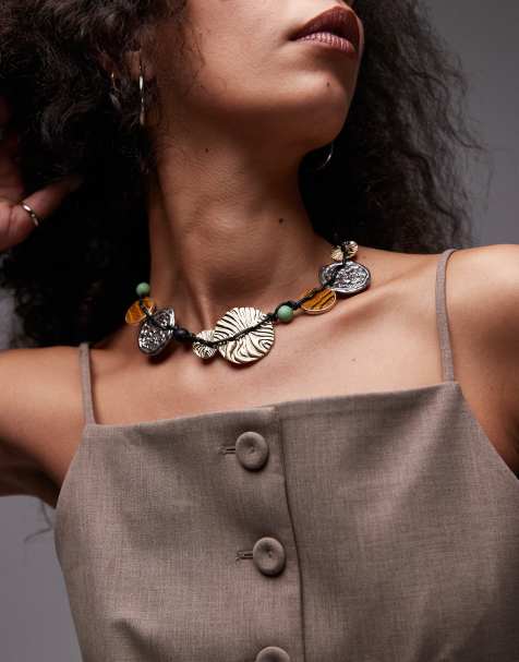 Topshop – Nicole – Naszyjnik z różnych metali z dużymi kołami - view 1