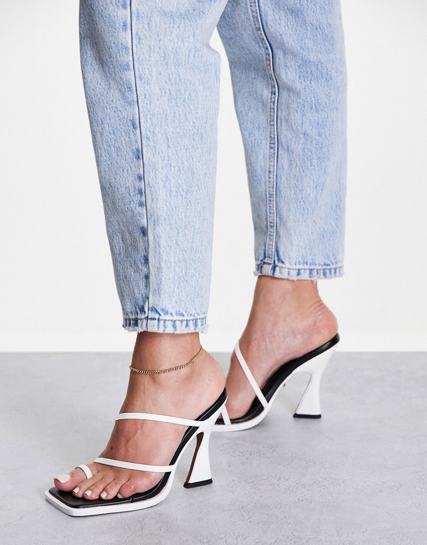 Topshop Nicole strappy high mules in white
