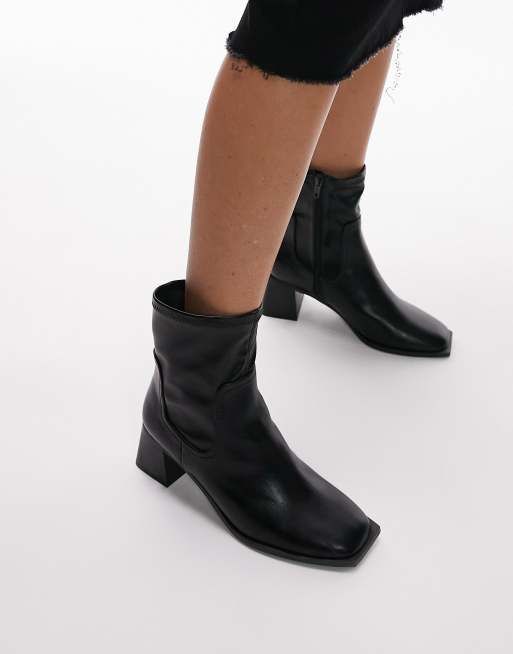 Topshop – Nicole – Svarta ankelboots med blockklack och bred passform, 3 av 4