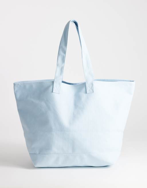 Topshop – Niebieska duża płócienna torba typu tote, 4 z 4