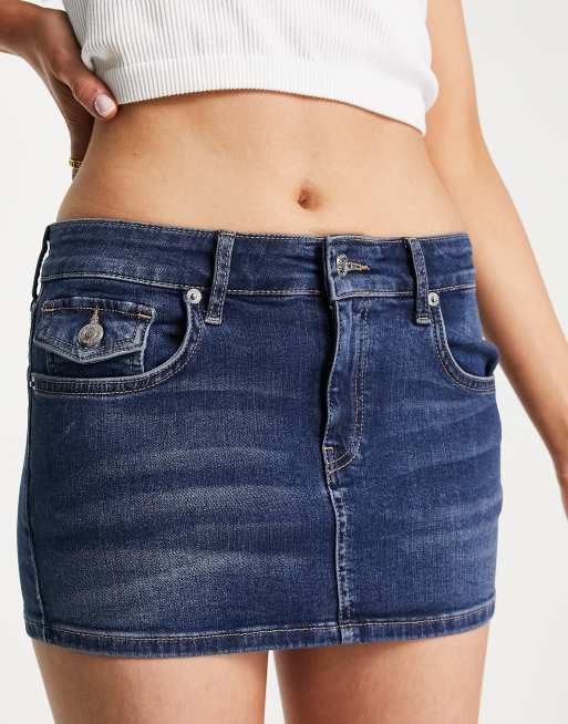 Topshop – Niebieska jeansowa spódnica w stylu lat 00.