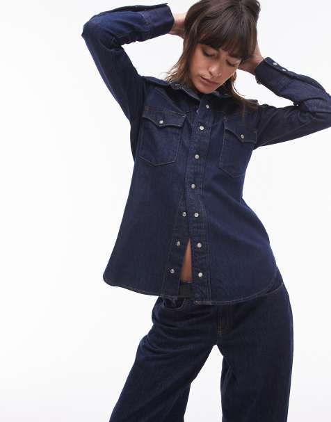 Topshop – Niebieska koszula jeansowa w kowbojskim stylu - view 1