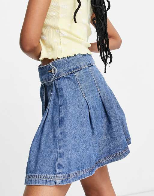 Topshop – Niebieska tenisowa jeansowa spódnica, 3 z 4