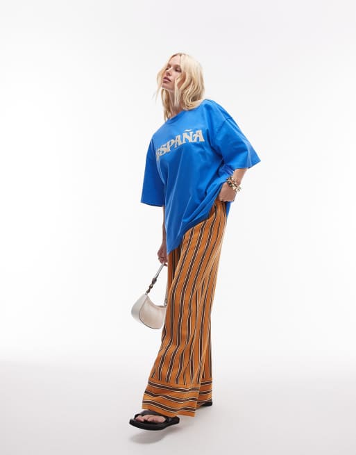 Topshop – Niebieski dżersejowy T-shirt z napisem „España“, 3 z 4