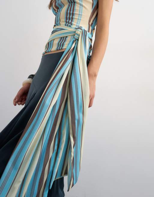 Topshop – Niebieski top bez rękawów, z golfem, w paski, 2 z 4