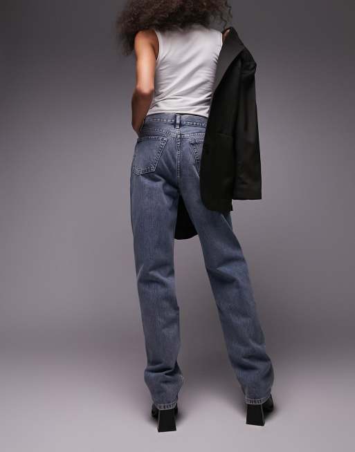 Topshop – Niebieskie jeansy typu dad ze średnim stanem, 4 z 4
