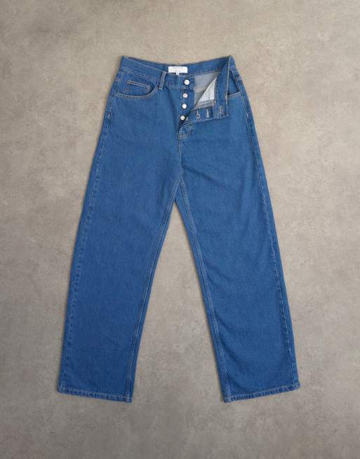 Topshop – Niebieskie kolumnowe jeansy ze średnim stanem, 7 z 8
