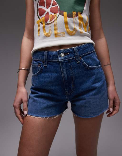 Topshop – Niebieskie trapezowe szorty jeansowe, 3 z 5