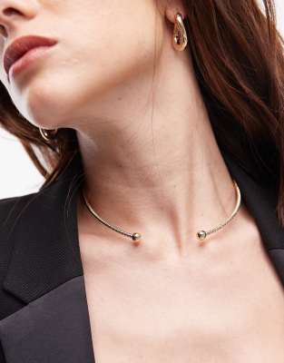 Topshop Topshop Nieve torque choker necklace in gold tone