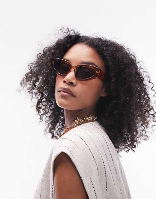 Topshop - Nigella - Hoekige cat eye zonnebril in tortoise