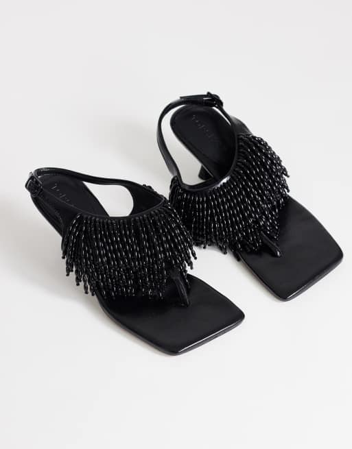 Topshop - Night - Sandali infradito con tacco neri con perline, 2 di 4