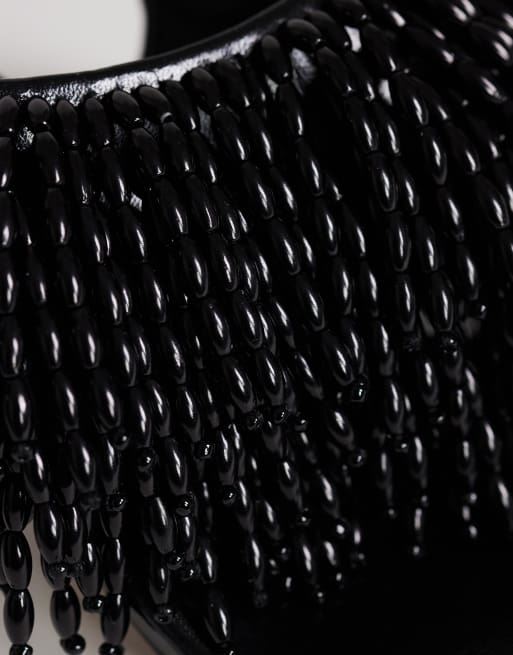 Topshop – Night – Svarta klacksandaler med tårem och pärlor, 4 av 4