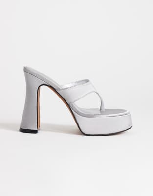 Nima platform high heeled toe thong sandal  satin