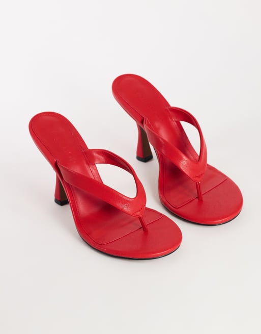 Topshop Nina sandal med tårem och klack i rött, 2 av 4