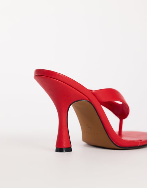 Topshop Nina sandal med tårem och klack i rött, 4 av 4
