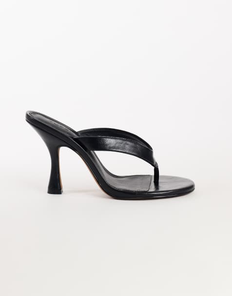 Topshop Nina toe thong heeled sandal in black - view 1