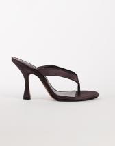 Topshop Nina toe thong heeled sandal in chocolate satin