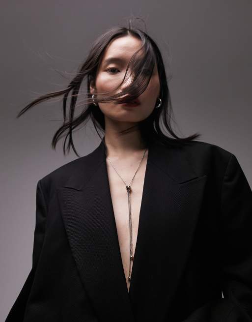Topshop – Nish – Naszyjnik typu lariat z zawieszką w kolorze srebra