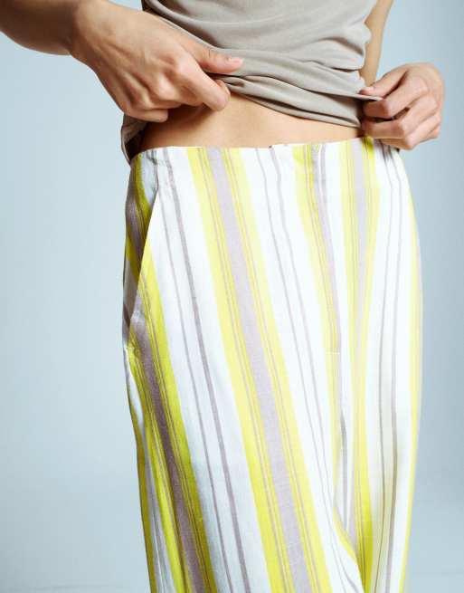 Topshop no waistband linen slouch pants in yellow