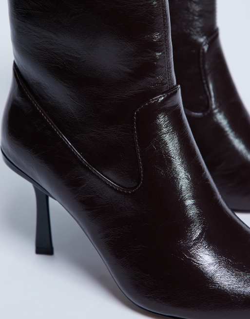 Topshop - Noah - Laarzen met puntige neus in chocoladebruin, 3 van 4