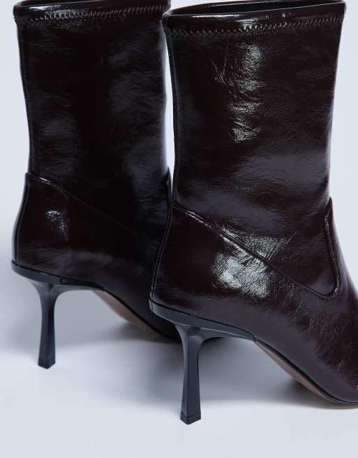 Topshop - Noah - Laarzen met puntige neus in chocoladebruin, 4 van 4