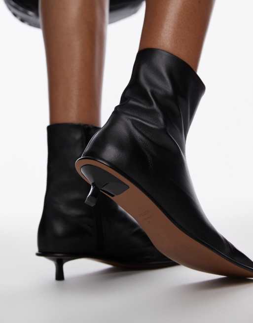 Topshop - Noah - Nette premium laarzen van leer met hak in zwart, 2 van 4