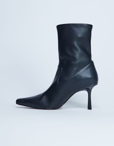 Topshop Noah point toe boot in black - view 1