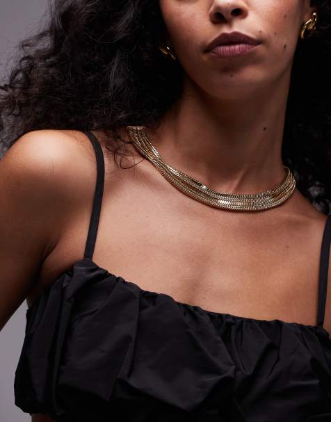 Topshop – Noelle – Mehrreihige Schlangenkette in Goldoptik - view 1
