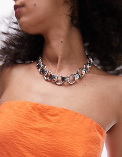 Topshop - Nola - Ketting met grove ronde schakels in zilverkleur
