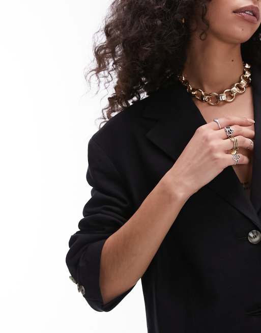 Topshop Nola thick rounded chain necklace in gold tone, 4 of 4