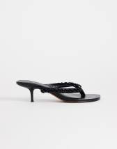 Topshop Nolan beaded toe thong mid heel sandal in black