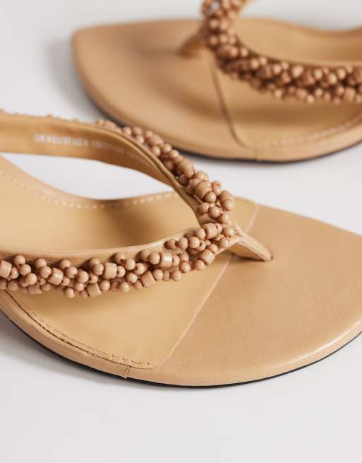 Topshop – Nolan – Kamelbruna sandaler med halvhög klack, tårem och pärlor, 3 av 4