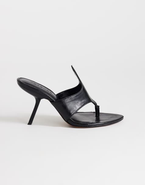 Topshop Nora angular heeled mule sandal in black - view 1