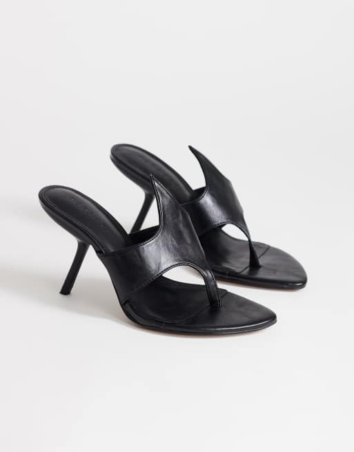Topshop Nora angular high heeled mule sandal in black, 2 of 4