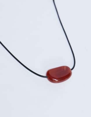 Topshop Nora Choker Rope Necklace With Gem In Orange