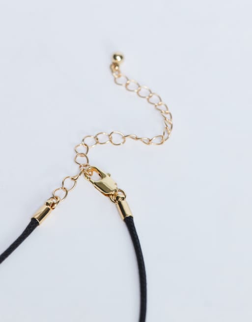 Topshop Nora choker rope necklace with gem in burnt orange, 3 of 4