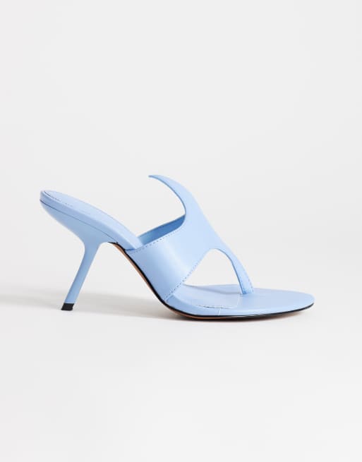 Topshop - Nora - Sandales style mules à talon angulaire haut - Bleu barbeau
