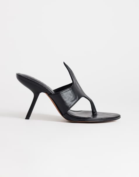 Topshop - Nora - Sandalias negras estilo mules de tacón alto angular - view 1