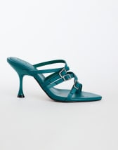 Topshop Nori buckle detail heeled mule in teal