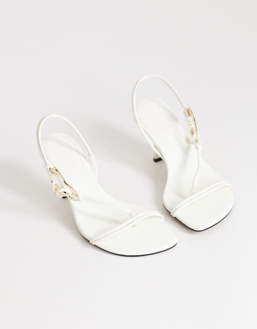 Topshop - Nova - Hvide sandaler med mellemhøj hæl og stropper og metaldetaljer, 2 af 4