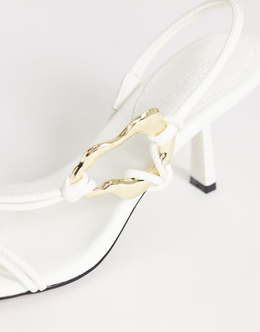 Topshop - Nova - Hvide sandaler med mellemhøj hæl og stropper og metaldetaljer, 3 af 4