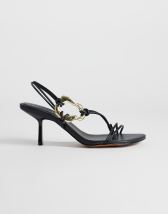 Topshop Nova strappy mid heeled sandal with hardware in black