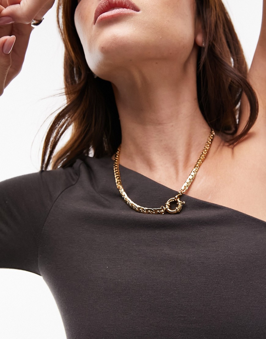 Topshop Novara necklace with round pendant in 14k gold plated